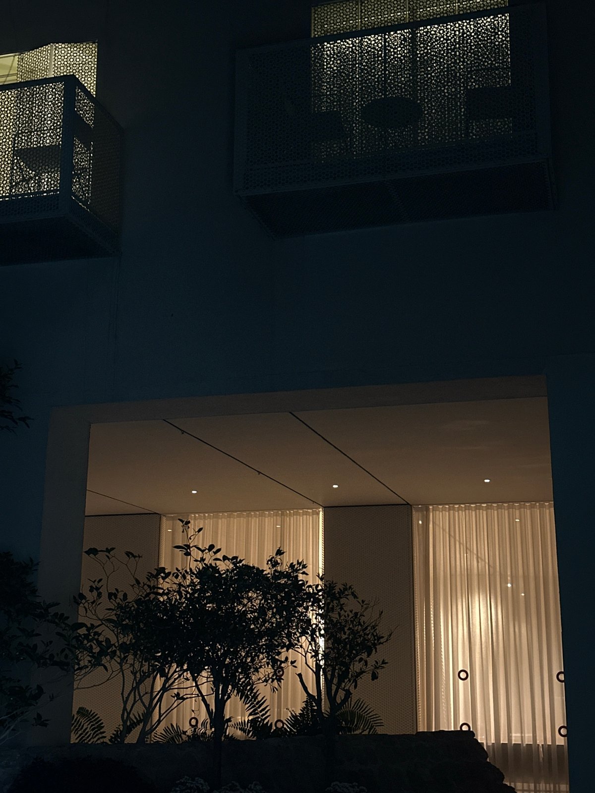 Modern building photographed at night in Tel-Aviv