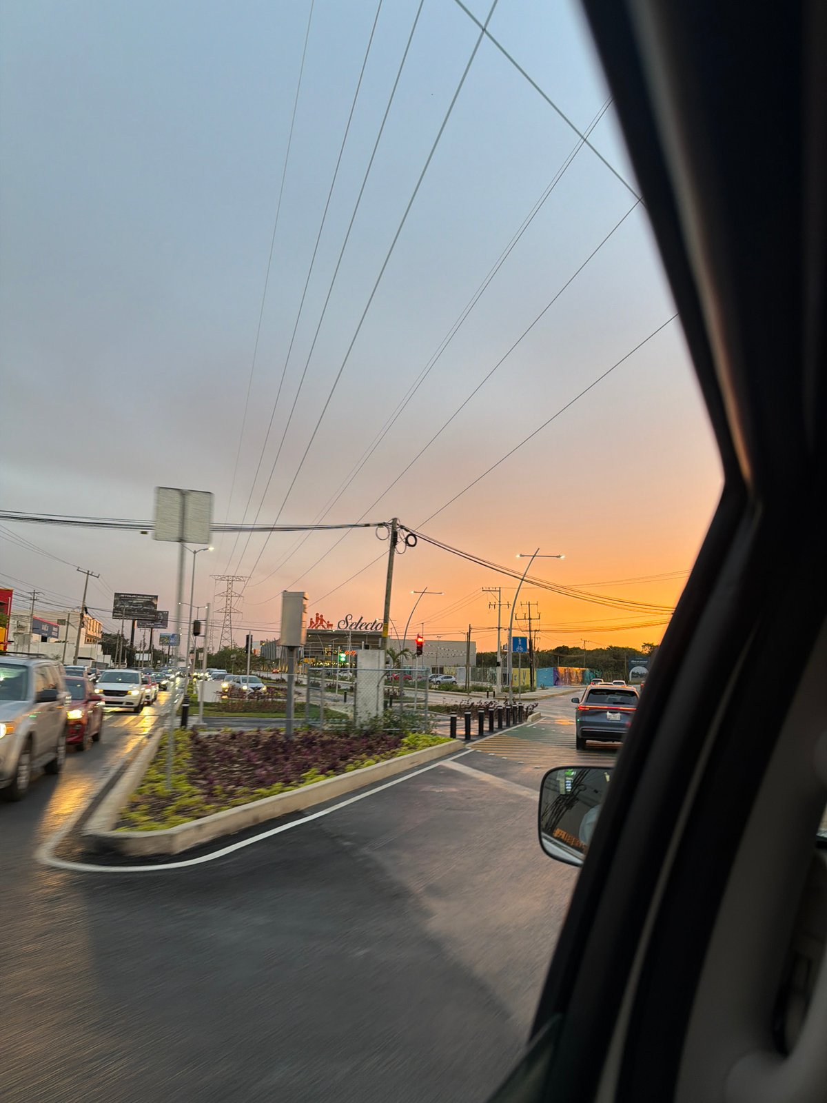 Street scenes captured during golden hour in Cancún