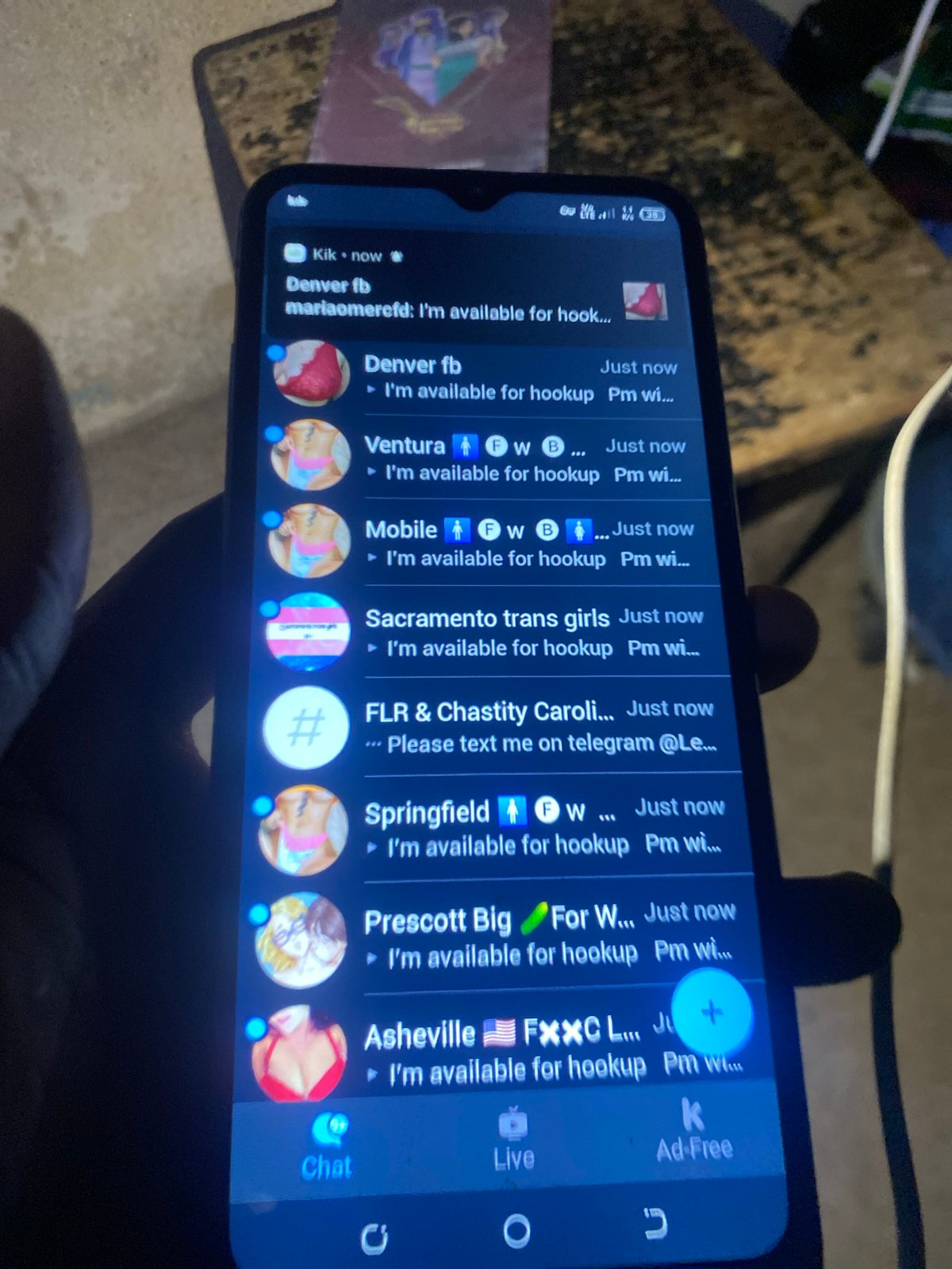 Person uses Kik messaging app in Bukuru, Nigeria