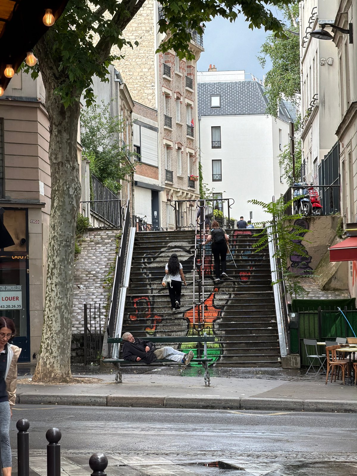Montmartre streets and staircases on a June afternoon