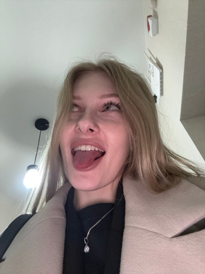 Blonde woman photographed multiple times across Perm, Russia