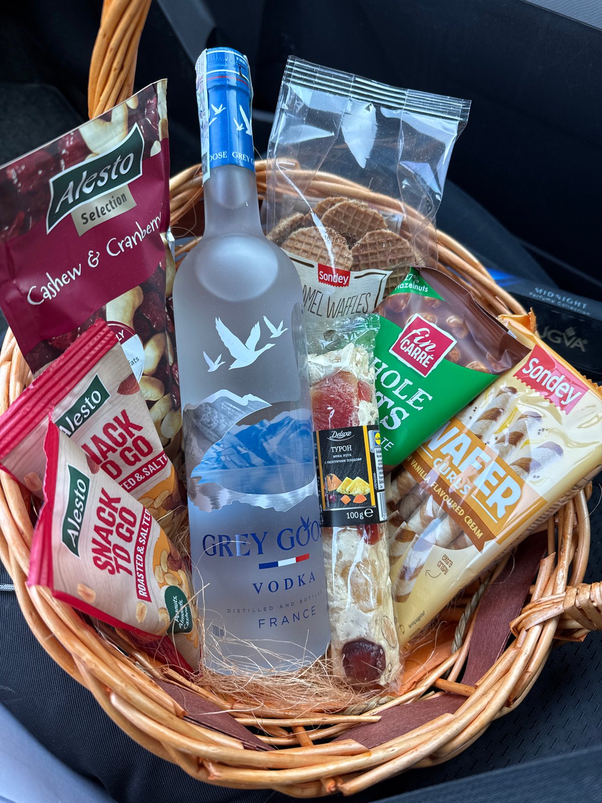 Gift basket and office workspace documented in Sofia