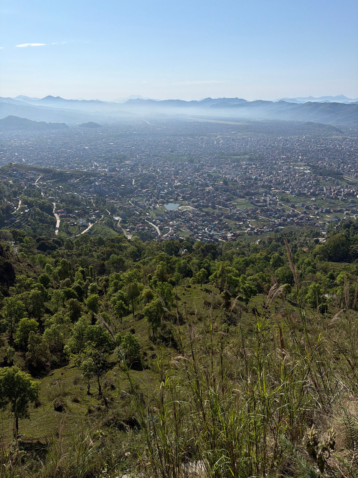 Early morning landscape view captured over Pokhara, Nepal