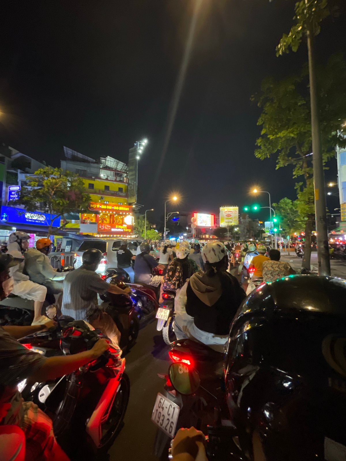Nighttime traffic documented in Thủ Đức, Vietnam streets
