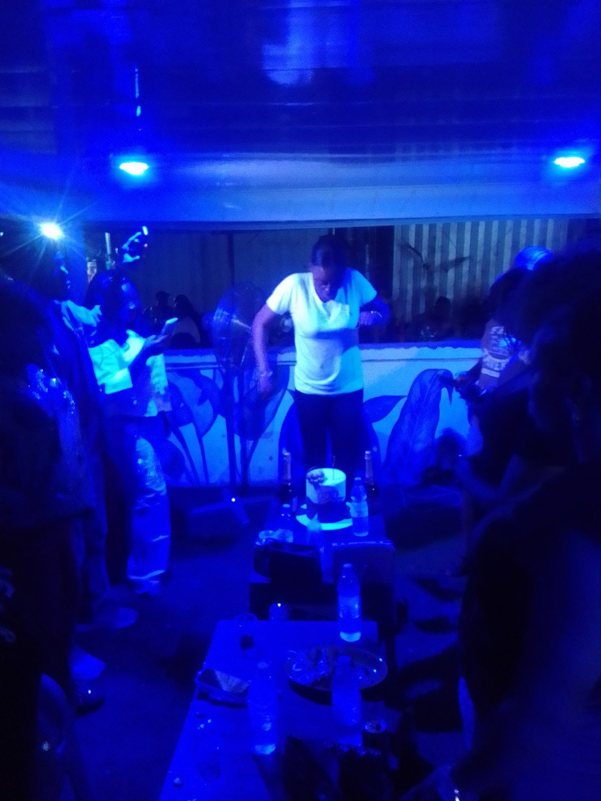 Birthday night out in Jalingo, blue lights and cake