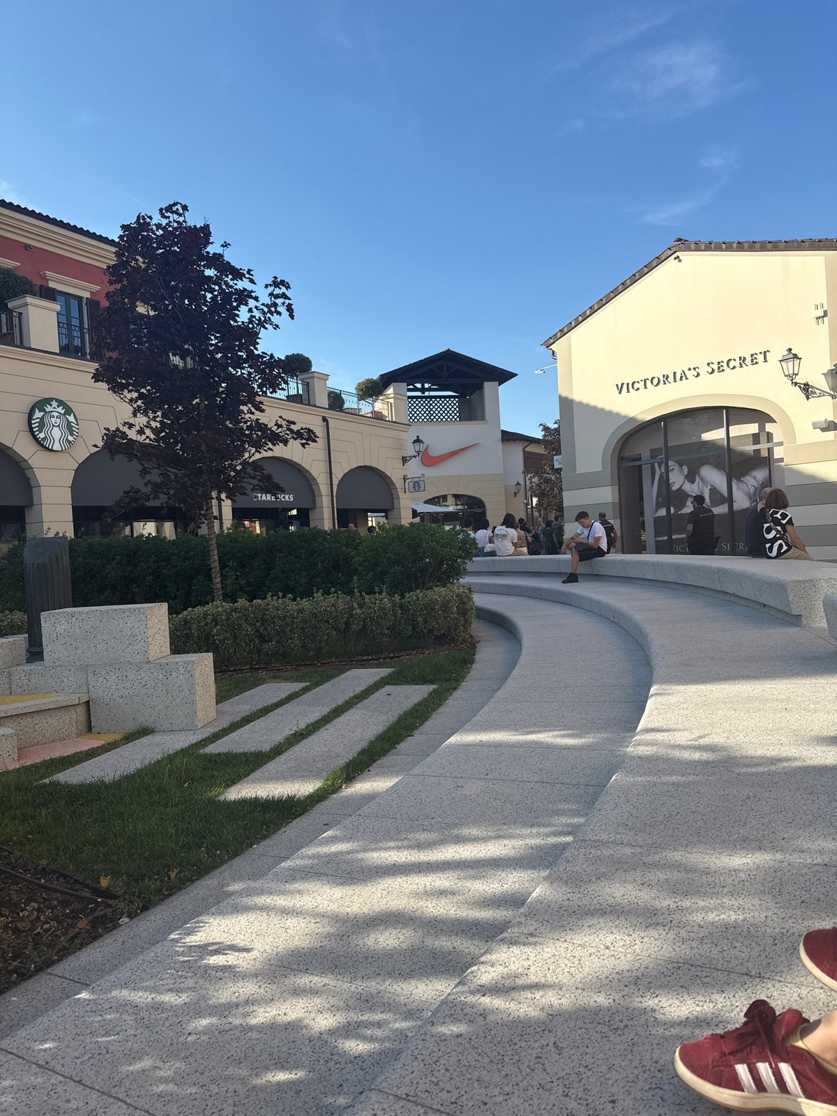 Shopping trip documented at outdoor mall complex
