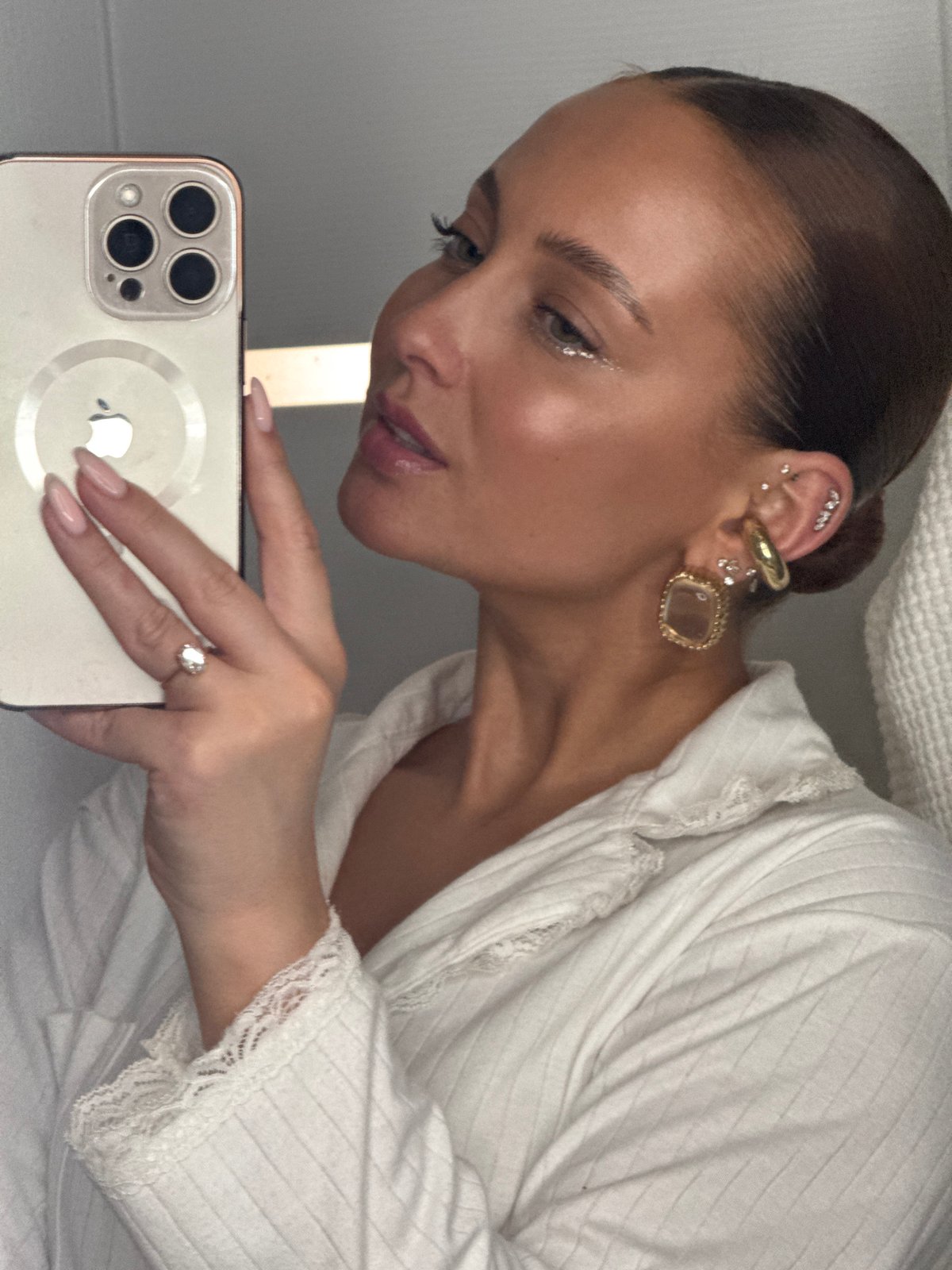 Woman takes selfies in Chaikovsky, Russia