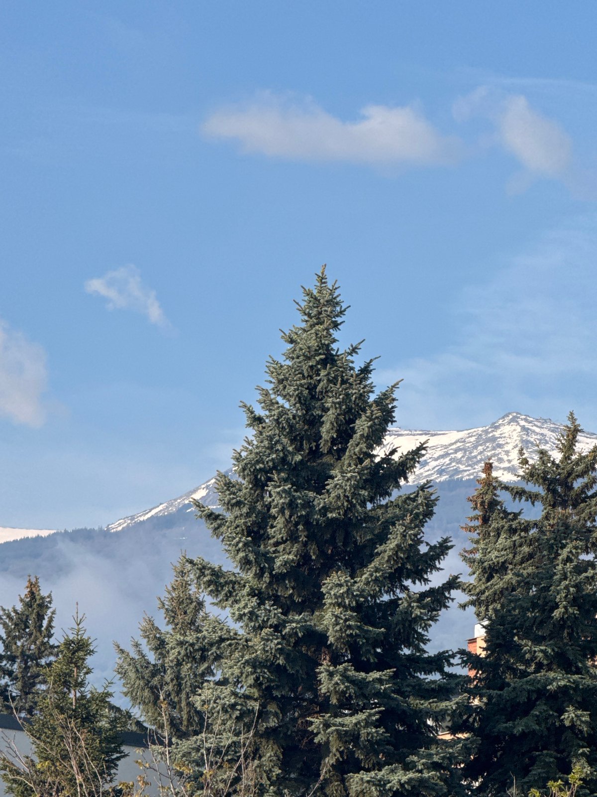 Mountain vista with snow peaks observed in Sofia, Bulgaria