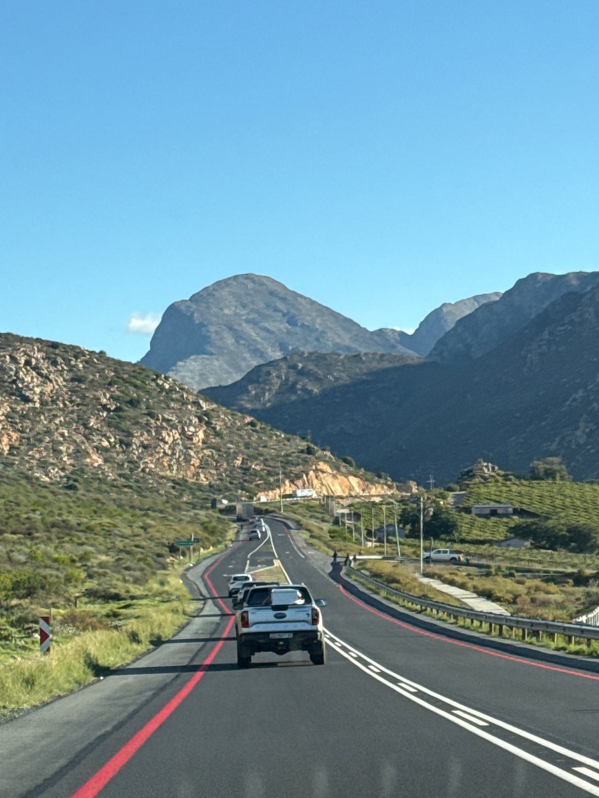 Clear mountain vista observed along Breede Valley highway