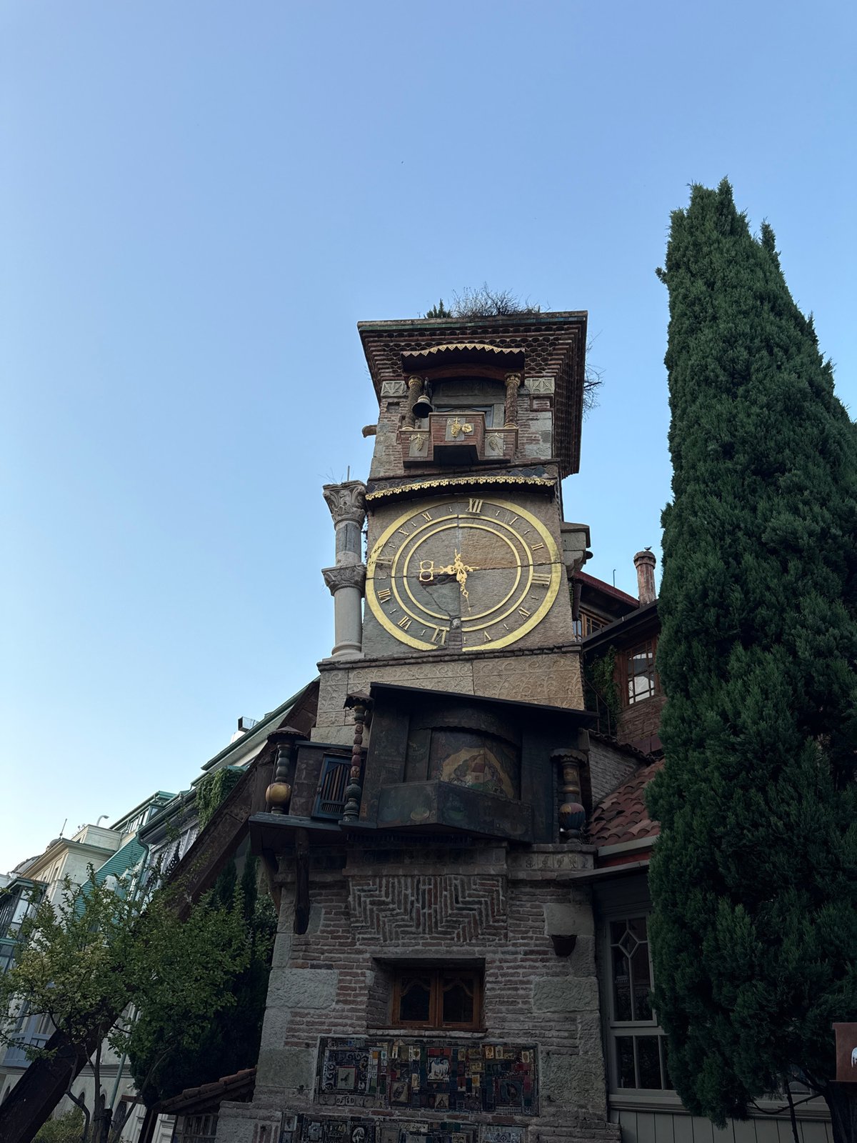Tbilisi's old city: clock tower, balconied streets, Orthodox cathedral