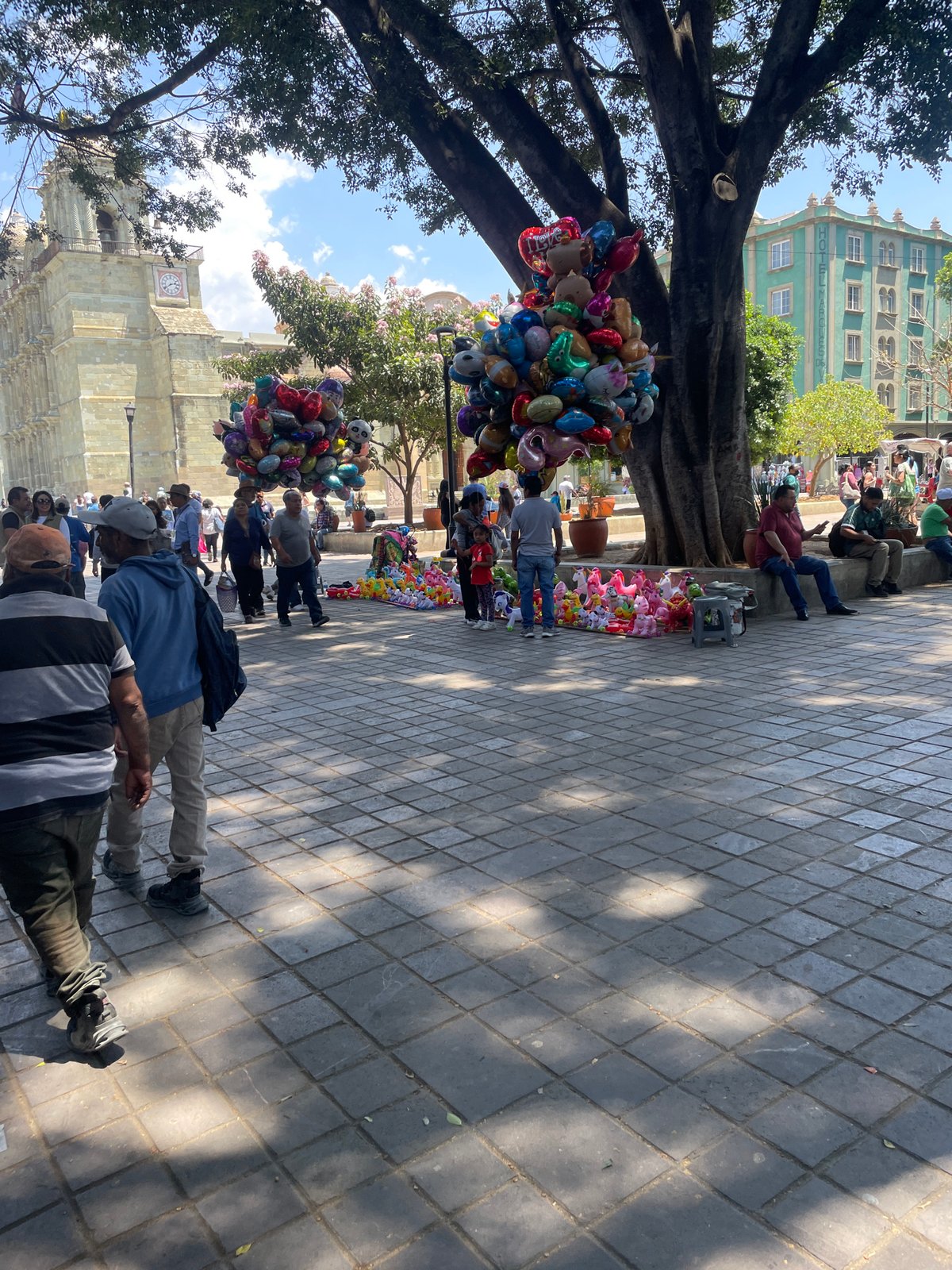 Street musicians perform outdoor concert in Oaxaca City