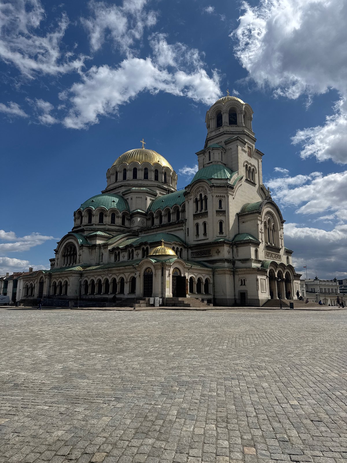 Tourist documents morning walk through Sofia's historic landmarks