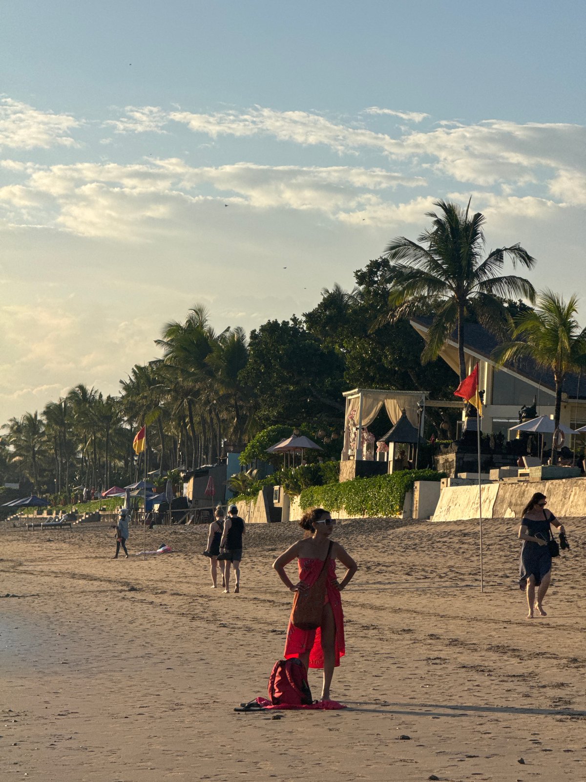 Morning life along the Kuta coastline, Bali
