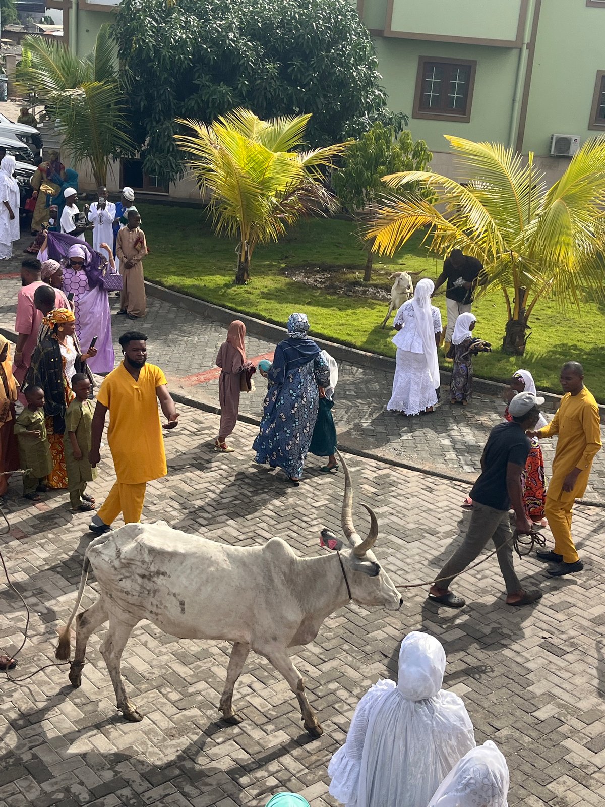 Religious gathering documented at Accra mosque during morning prayers