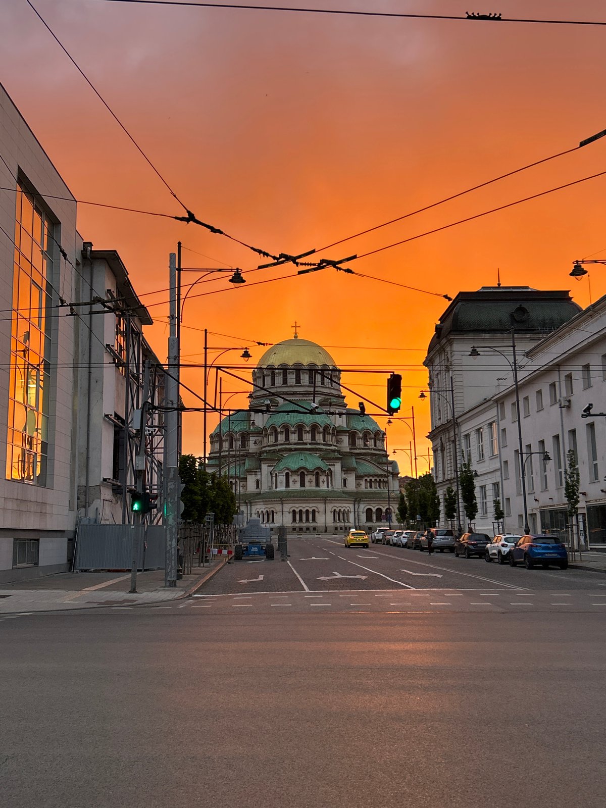 Evening scenes captured around Alexander Nevsky Cathedral in Sofia