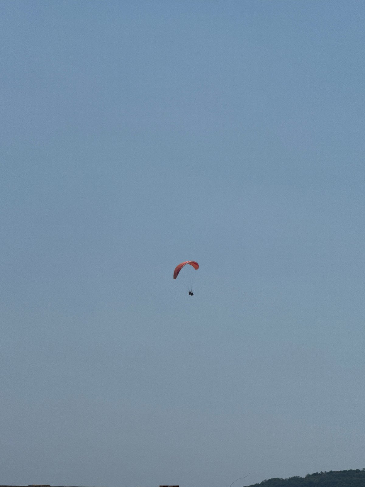 Paragliders and cranes share the sky over coastal Montenegro