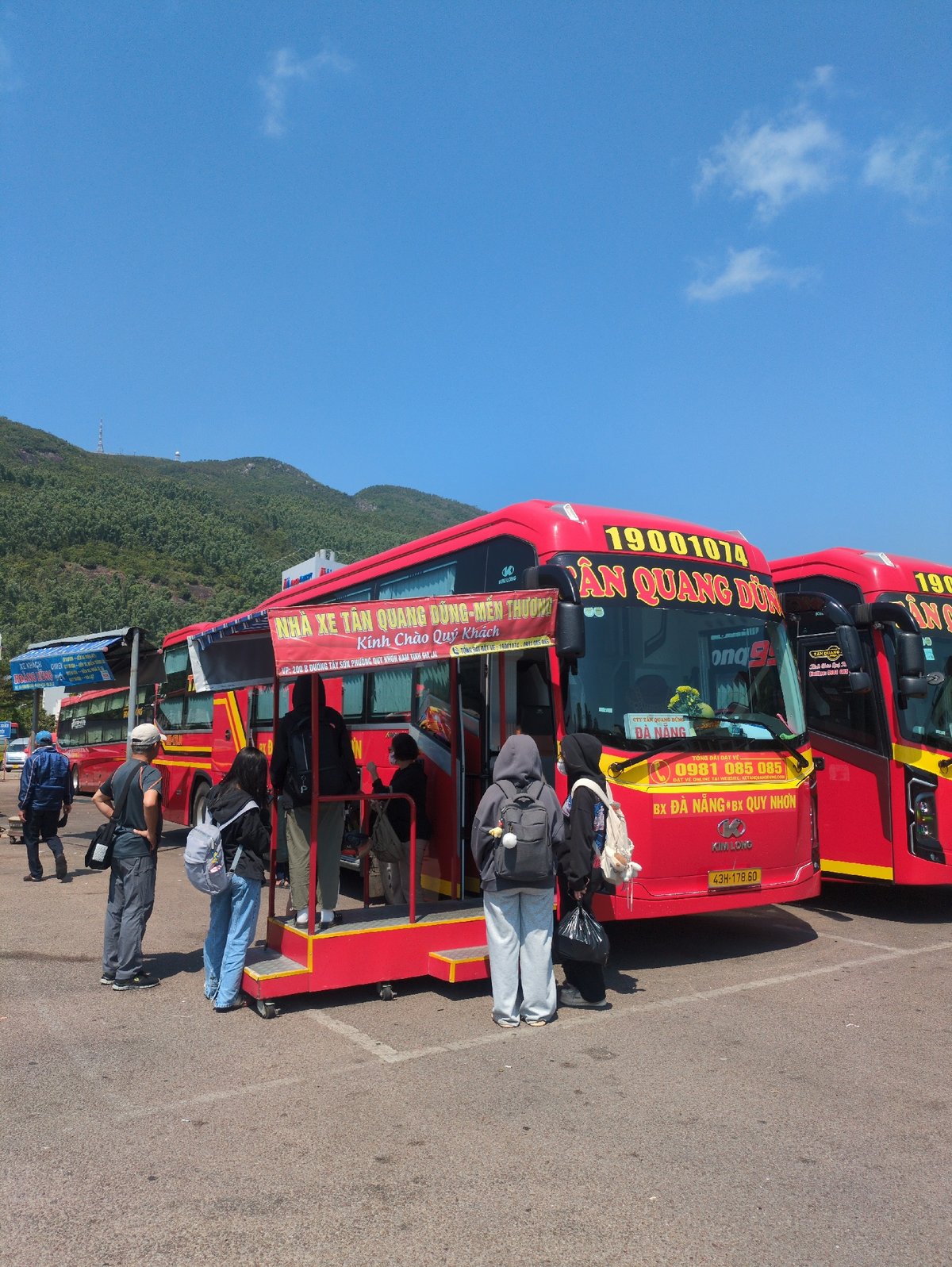Intercity buses parked at Quy Nhon bus station