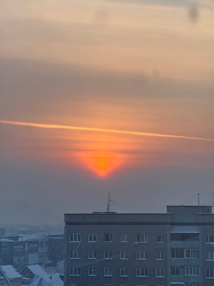 Winter morning documented across snow-covered Krasnoyarsk, Russia