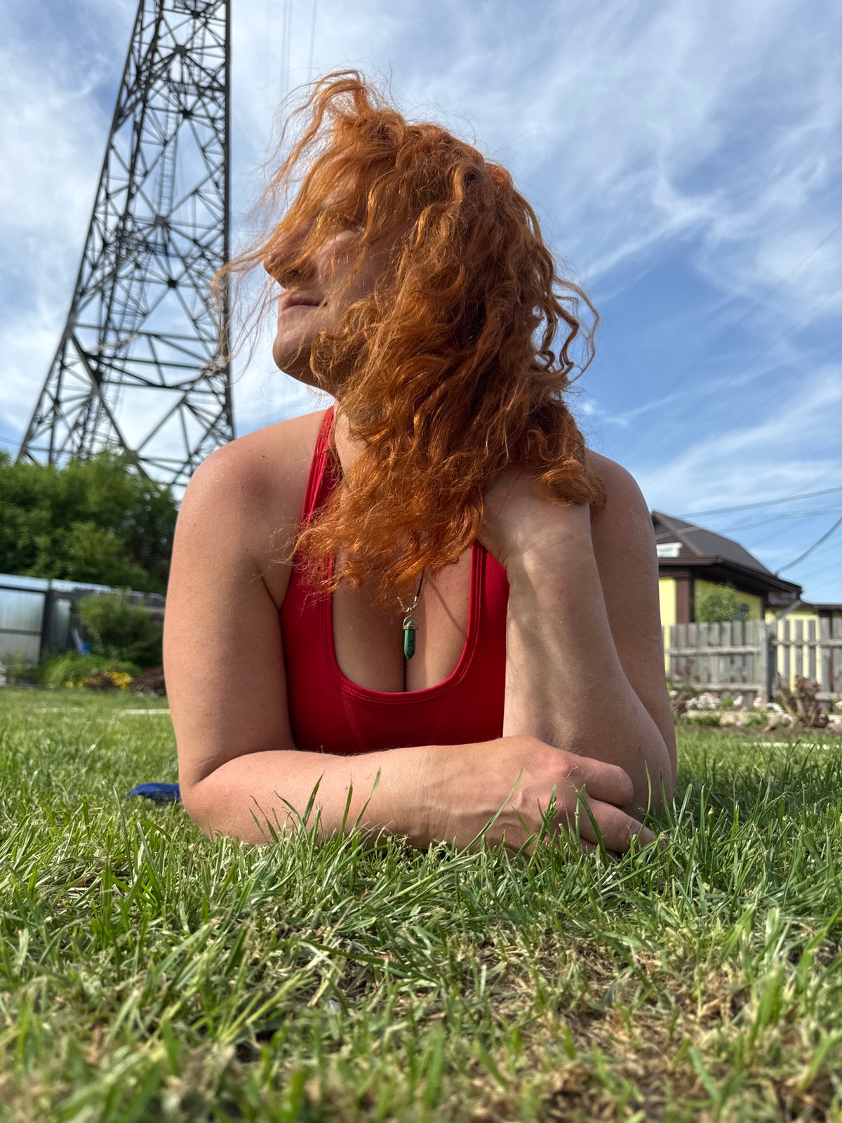 Woman enjoys outdoor afternoon with meal in Chaikovsky garden