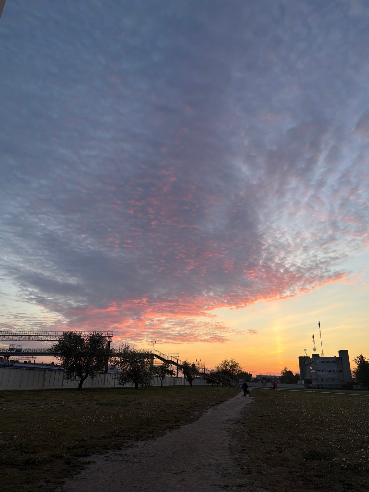 Sunset illuminates Brest railway yards in Belarus