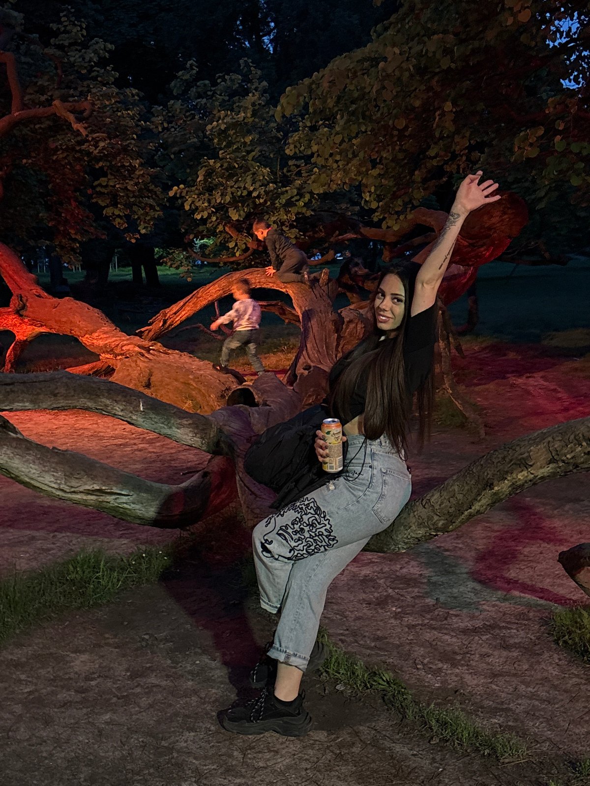 Evening photo session captured in illuminated Varna park