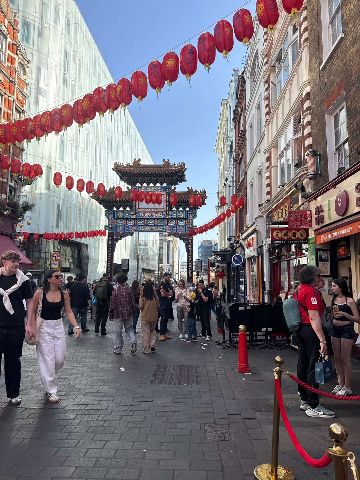 Visitor documents Chinatown street scenes with traditional decorations