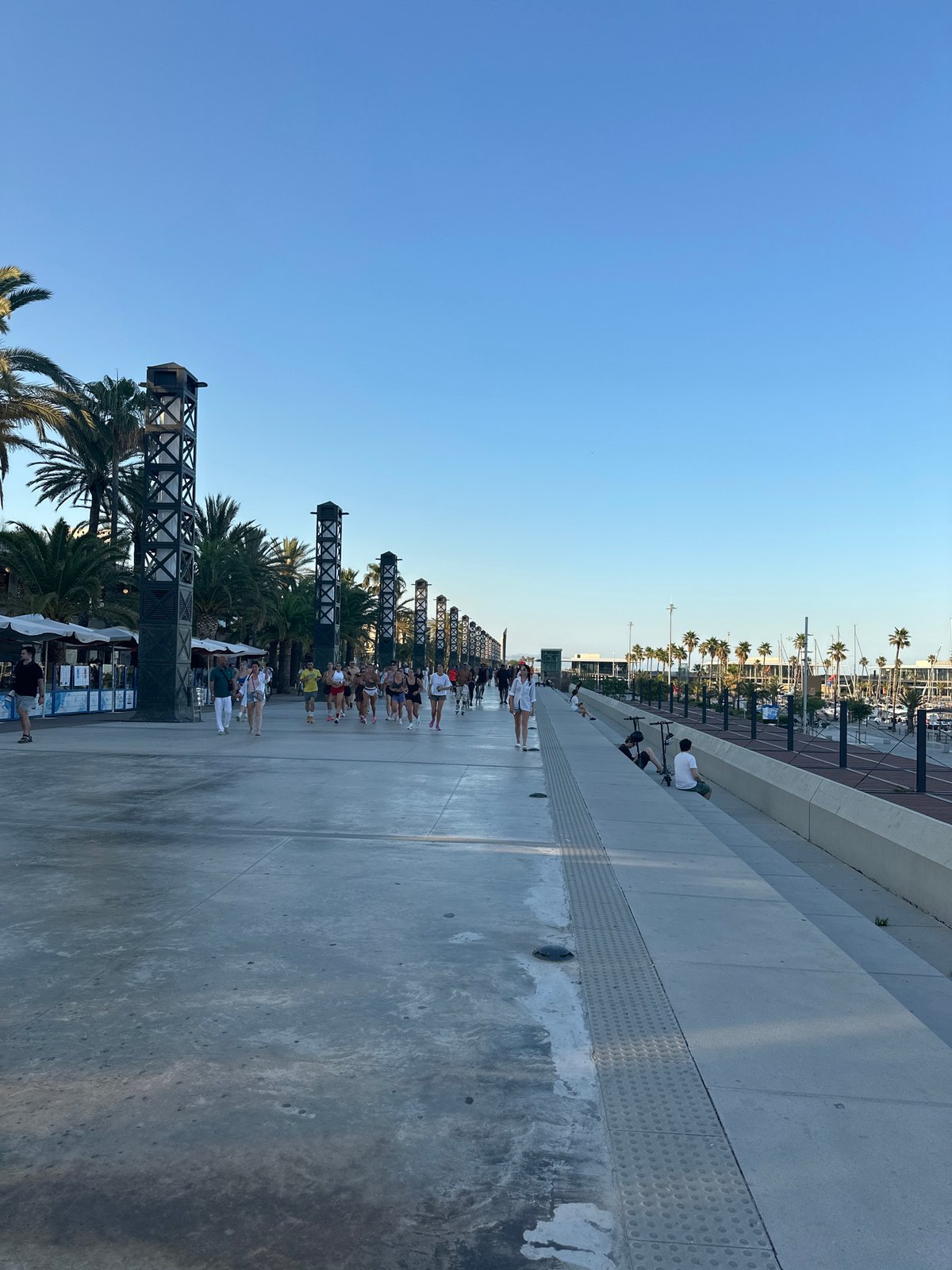 Barcelona's Olympic waterfront on a clear June evening
