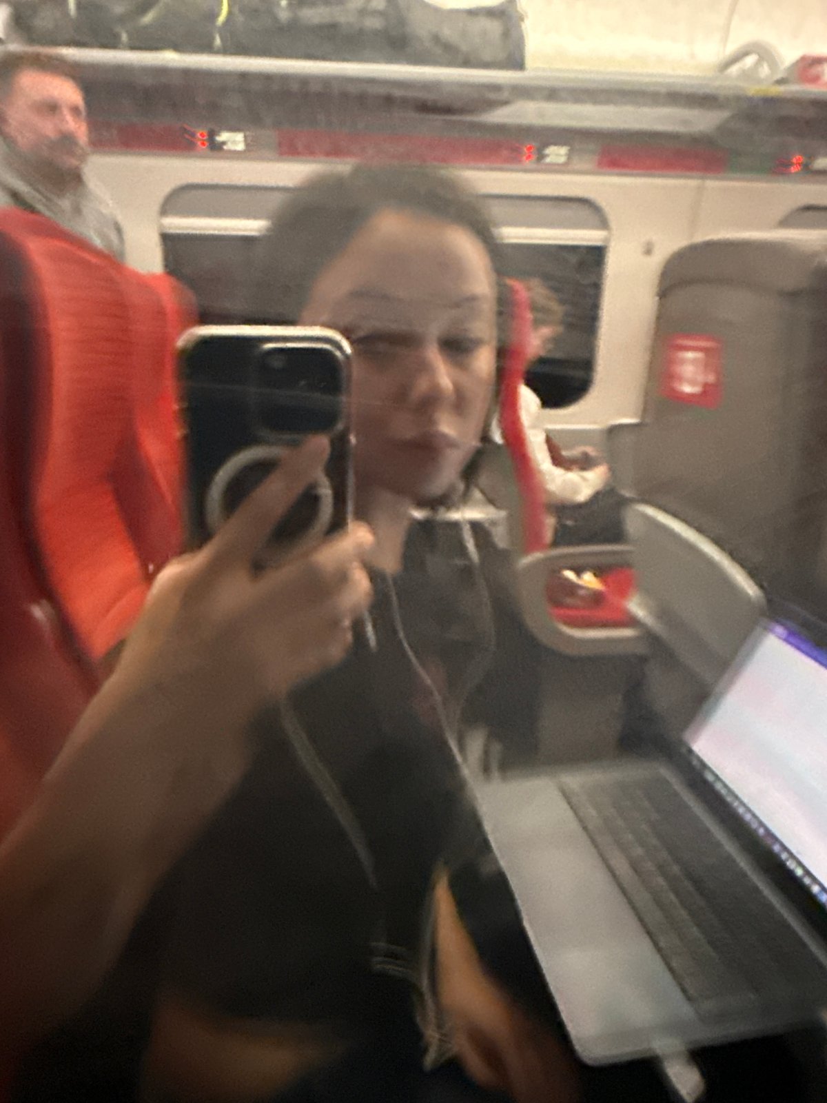 Woman takes selfie on train in South Kesteven