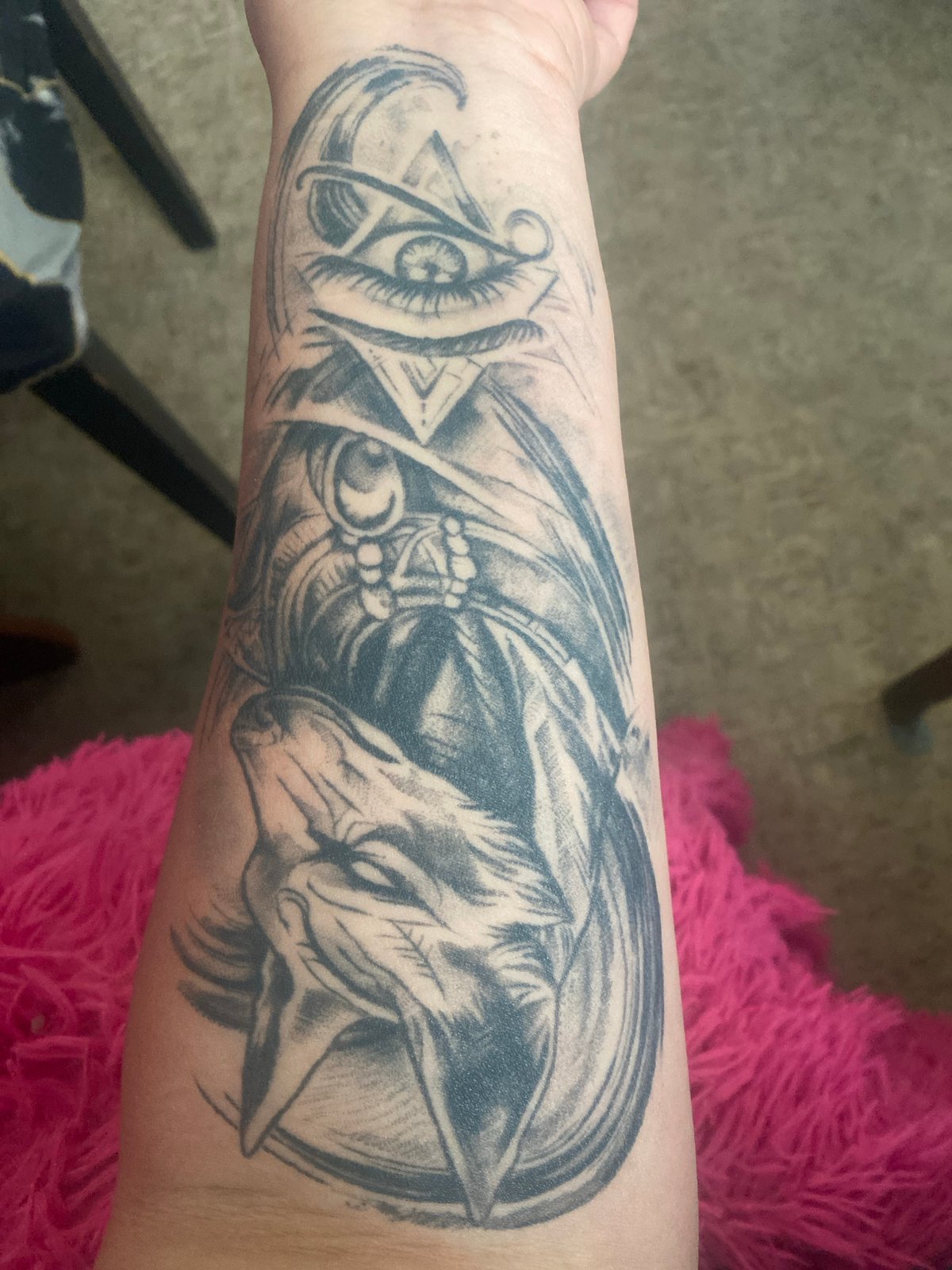 Personal tattoo and domestic cat moments documented in Artyom