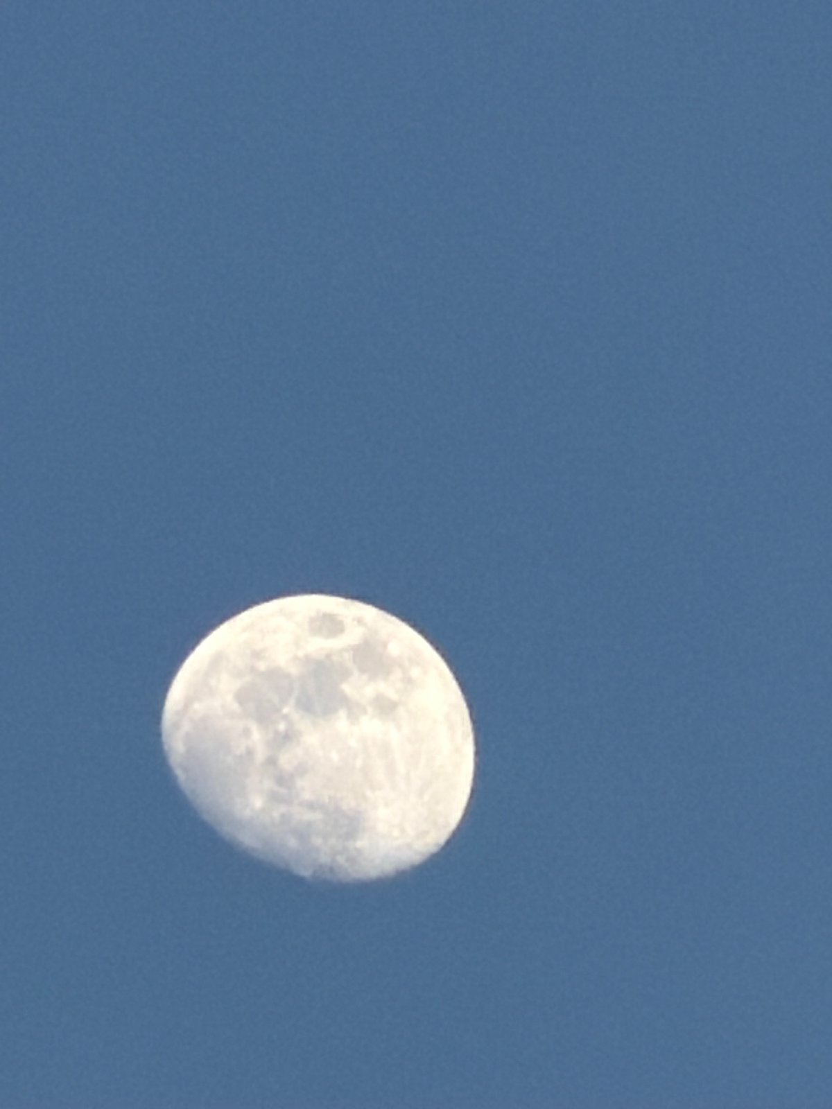 Half moon photographed against blue daytime sky in Milan