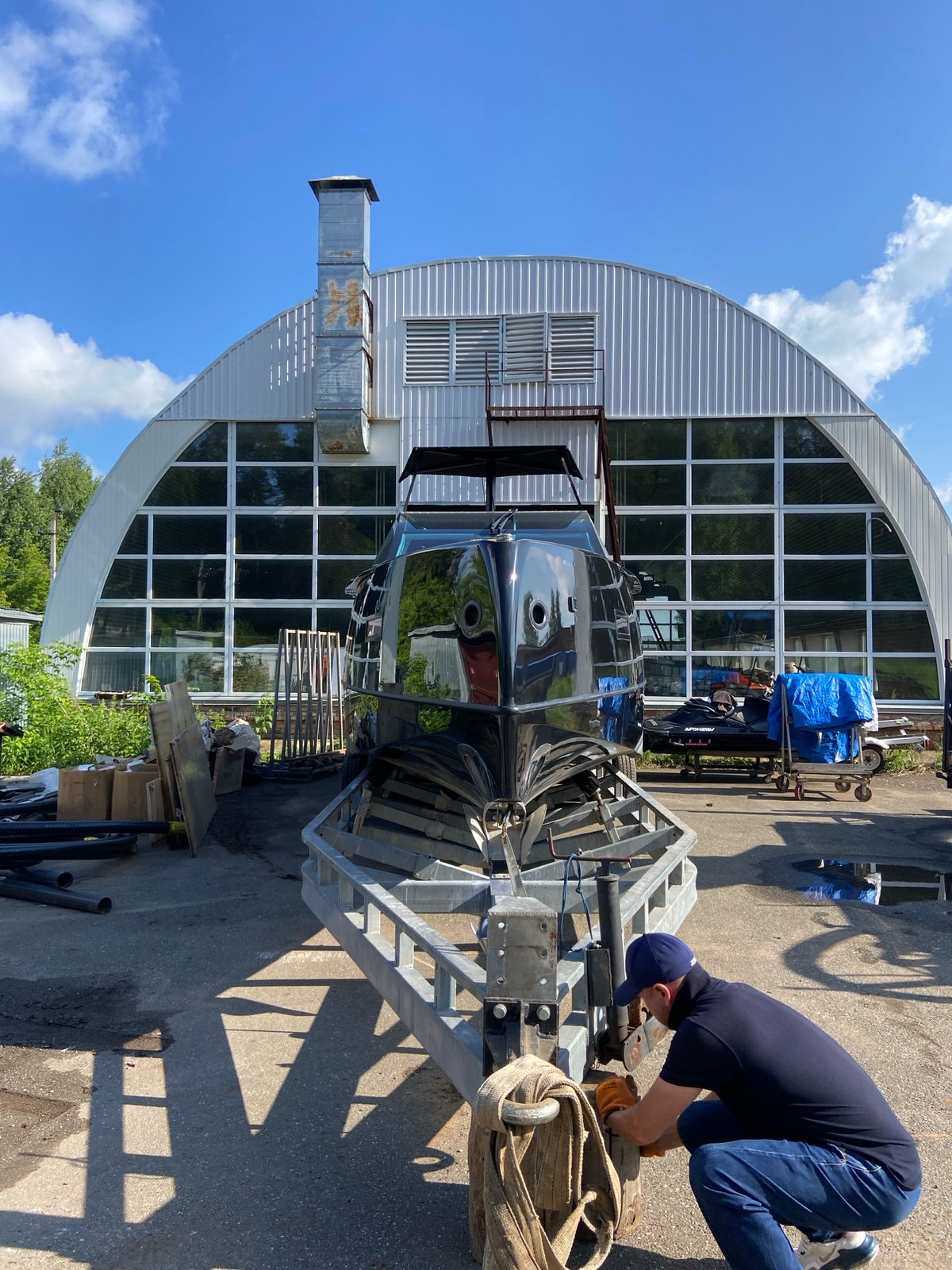 Boat loading operations at industrial facility in Votkinsk