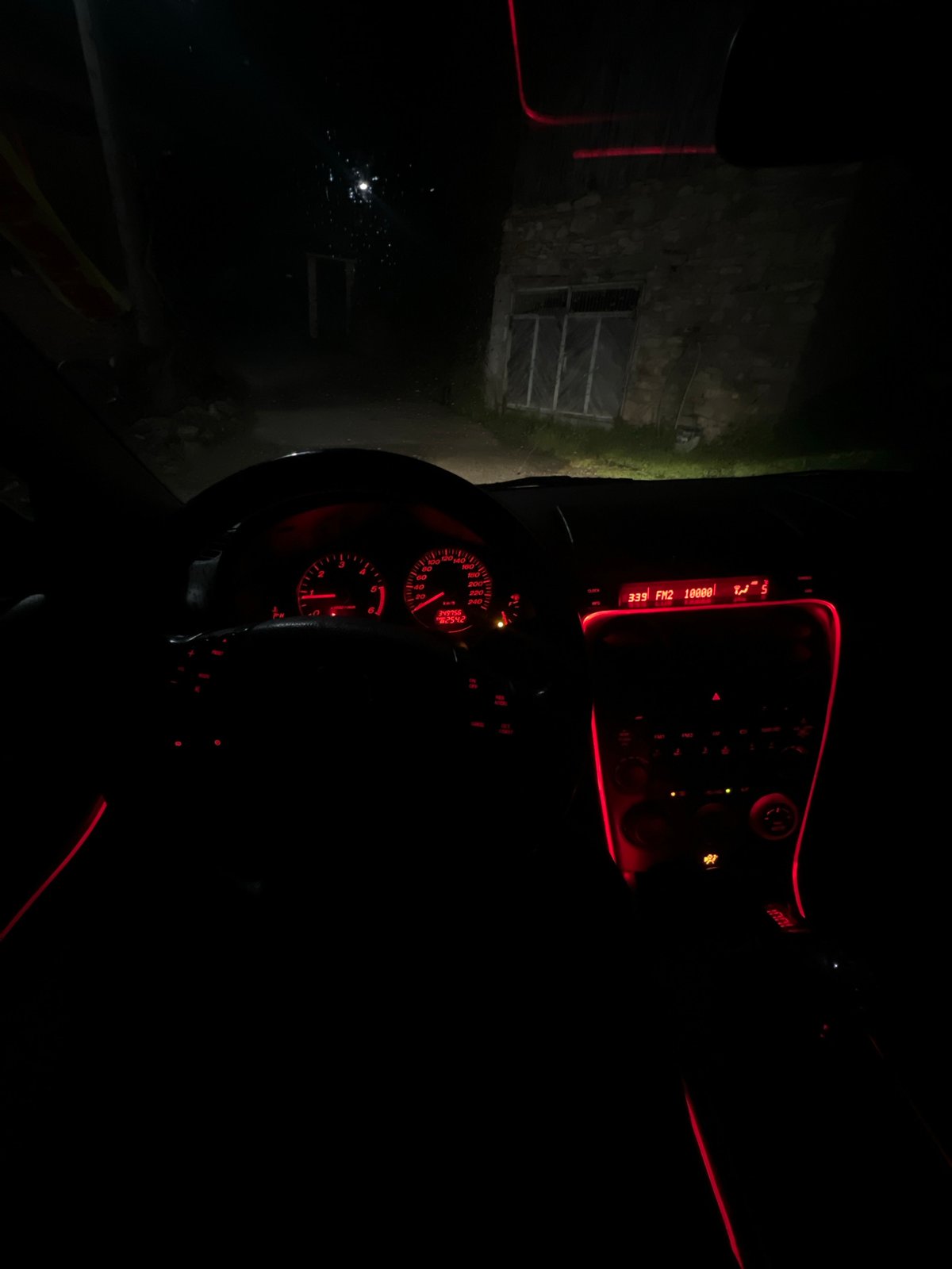 Late-night drive documented through dashboard photos in Bulgarian village