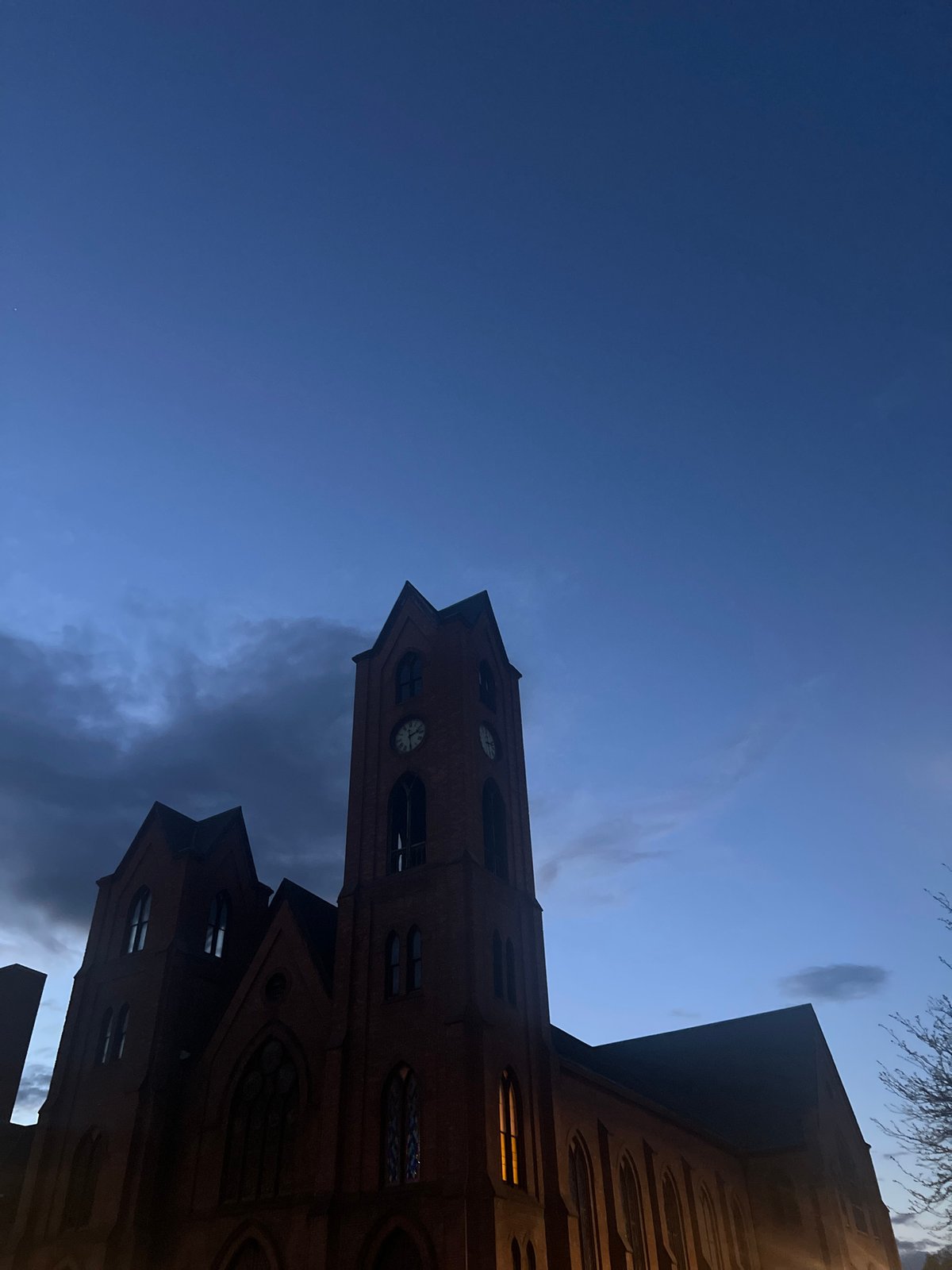 Historic brick church with clock tower photographed in Newburgh