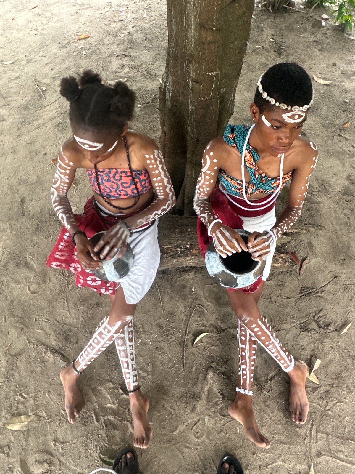 Traditional fire ceremony with body paint in Badagry Nigeria