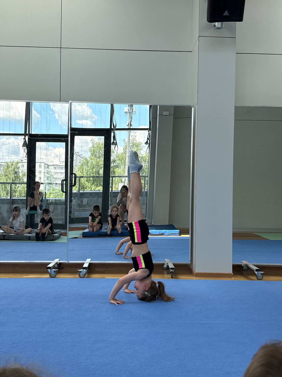 Children's gymnastics training session captured in Khimki, Russia