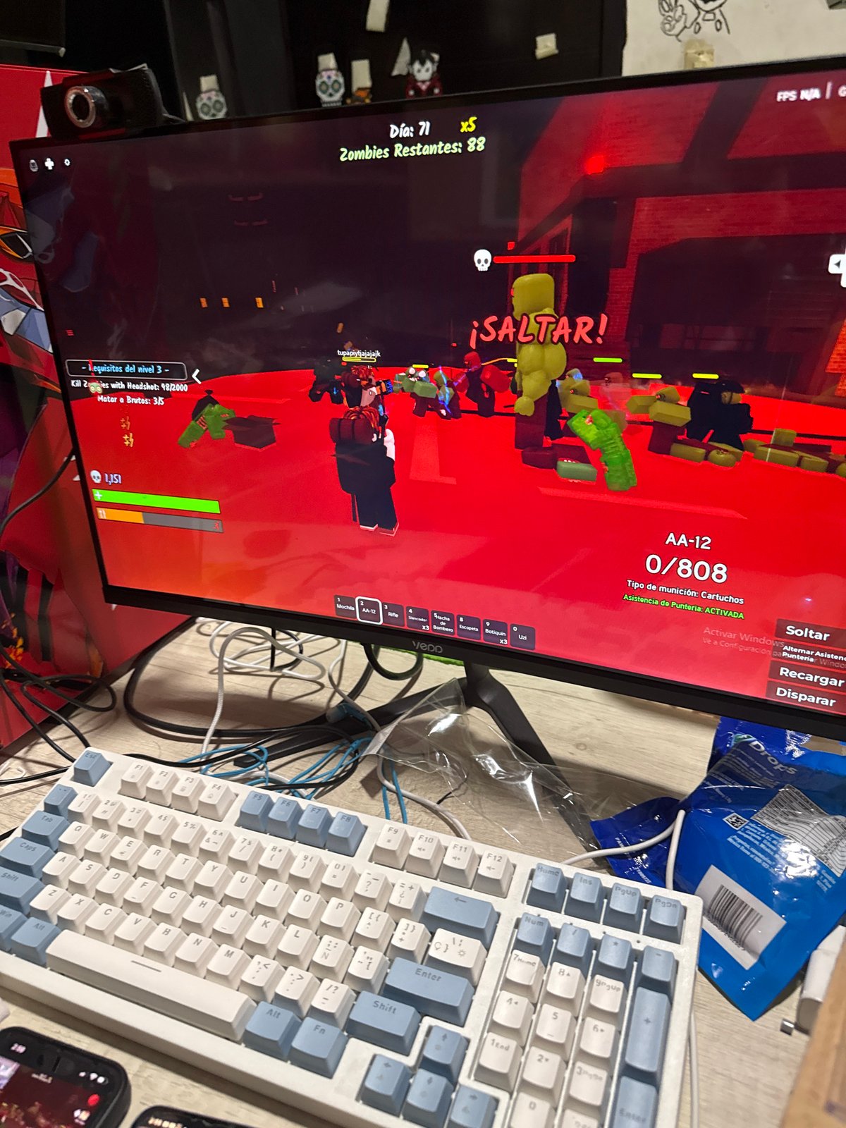 Gamer plays zombie shooter in Puebla, Mexico