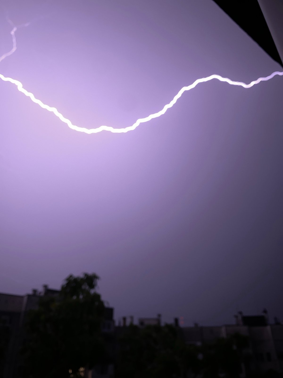 Lightning strike captured during thunderstorm in Pleven, Bulgaria