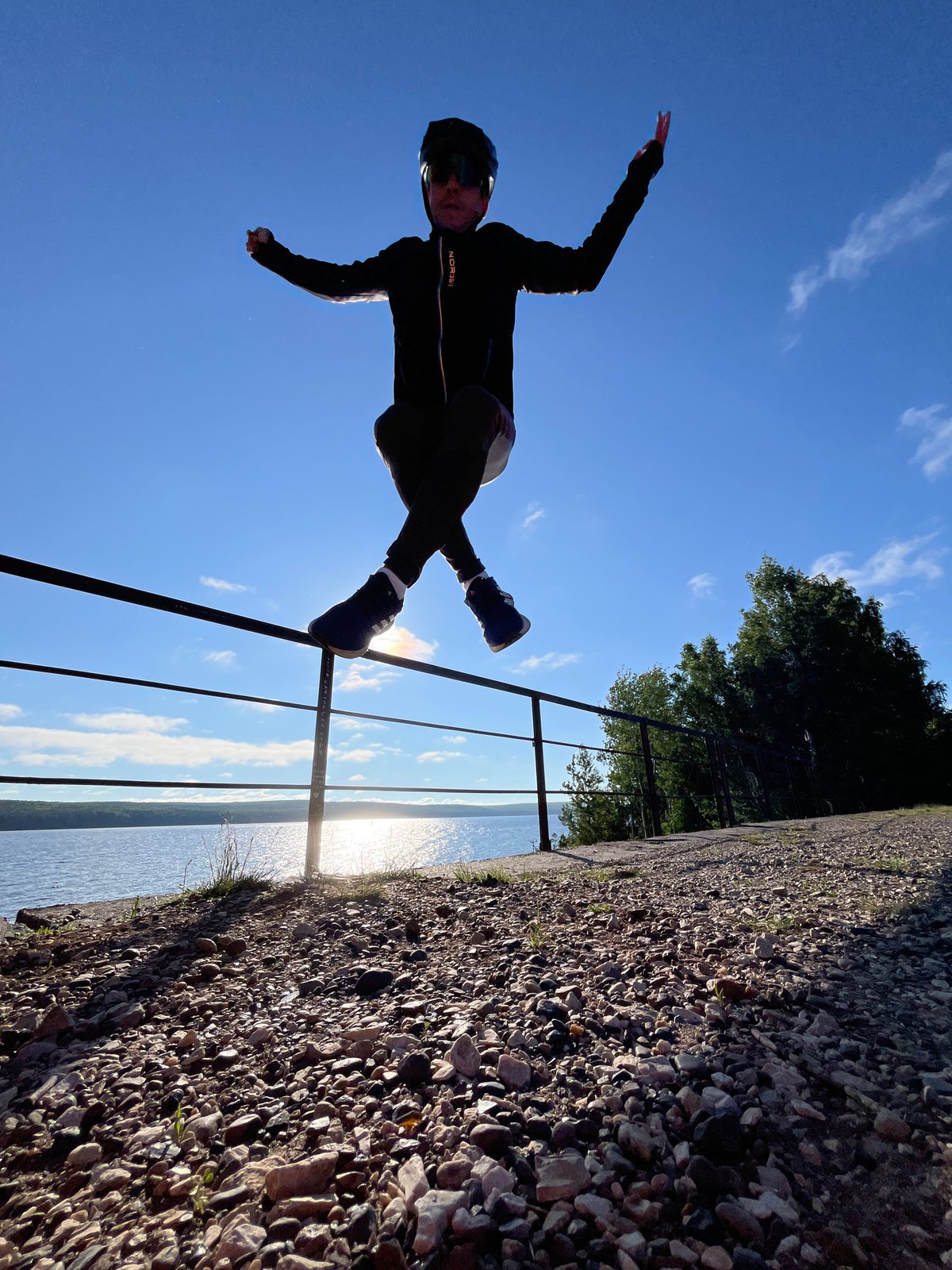 Cyclist documents early morning riverside adventure in Chaikovsky Russia