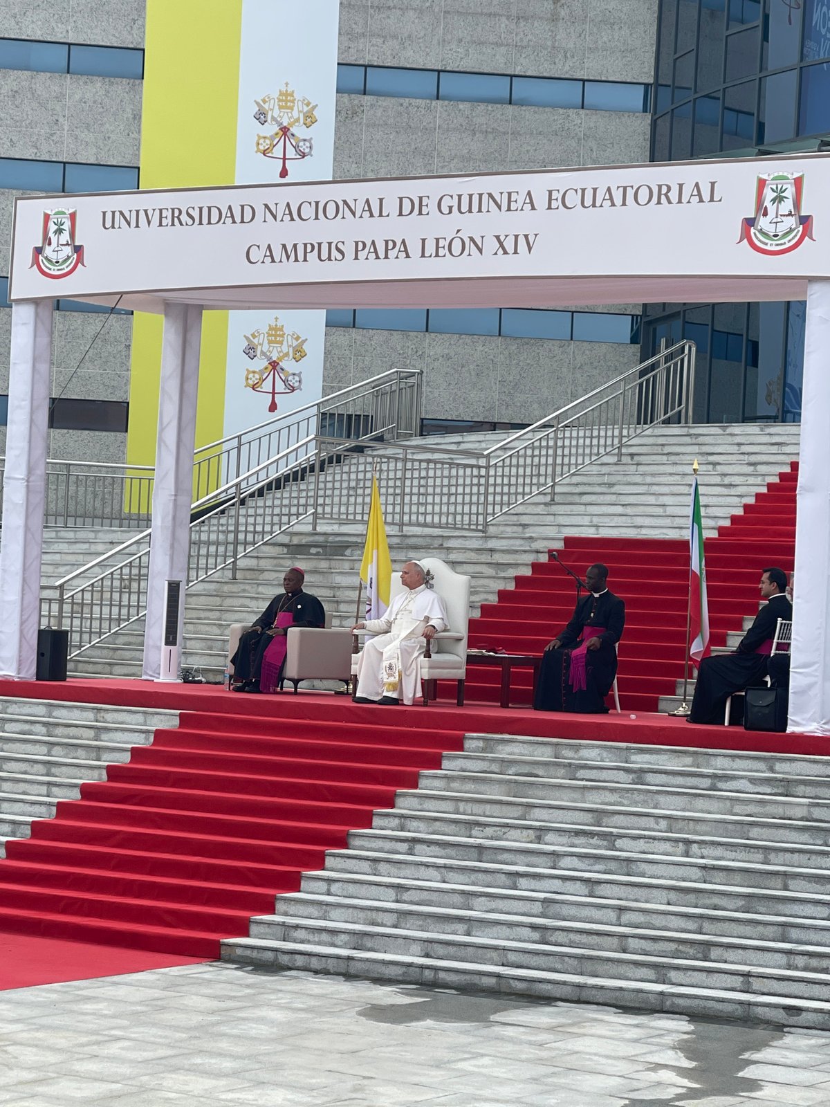 Pope Francis appears at outdoor ceremony in Equatorial Guinea