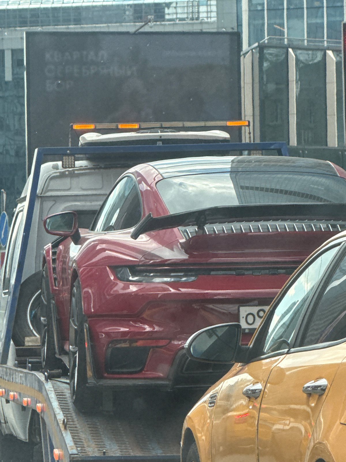 Car carrier truck spotted transporting vehicles in Khimki, Russia