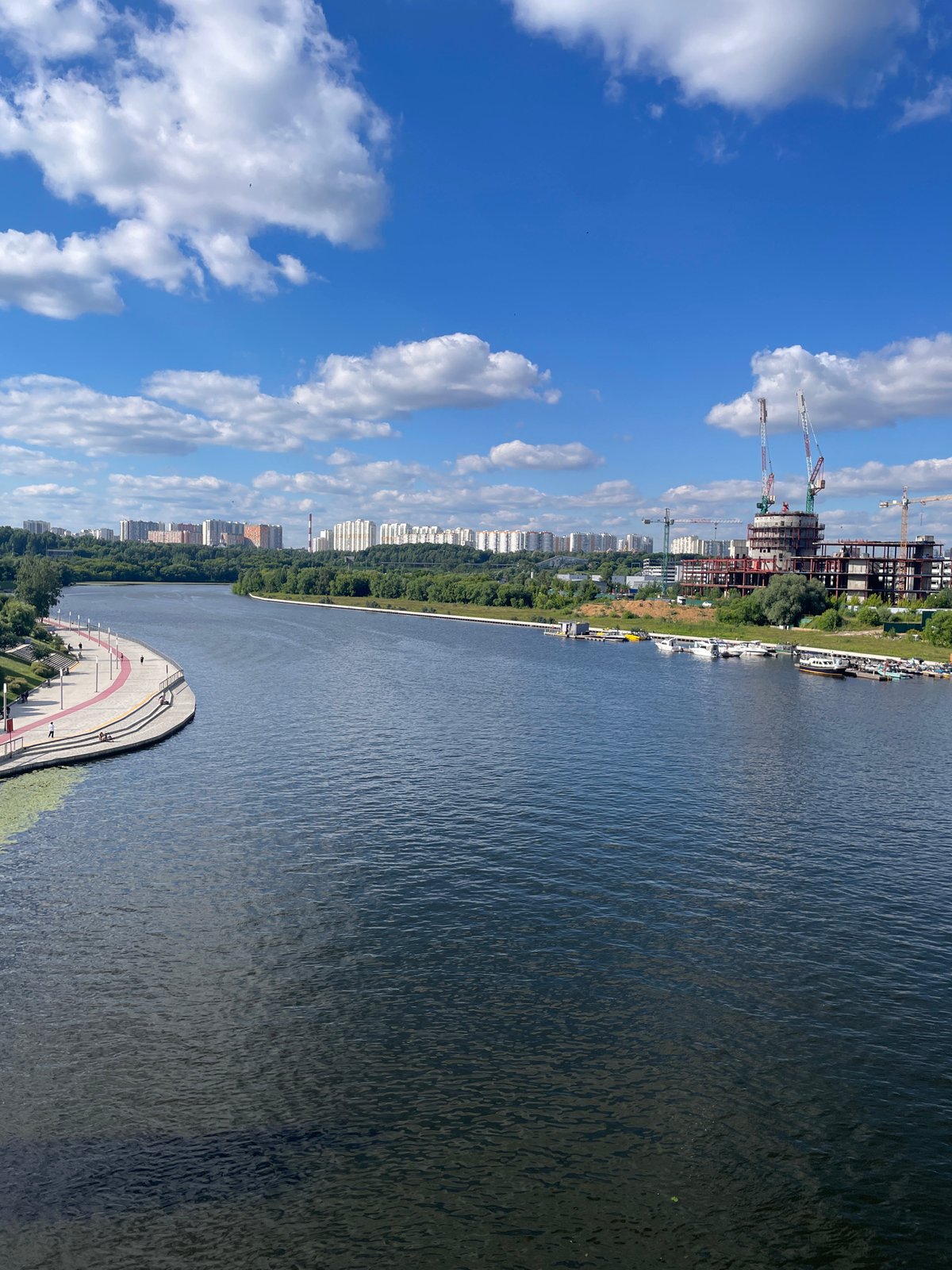 Summer afternoon on the Moscow Canal waterfront in Khimki