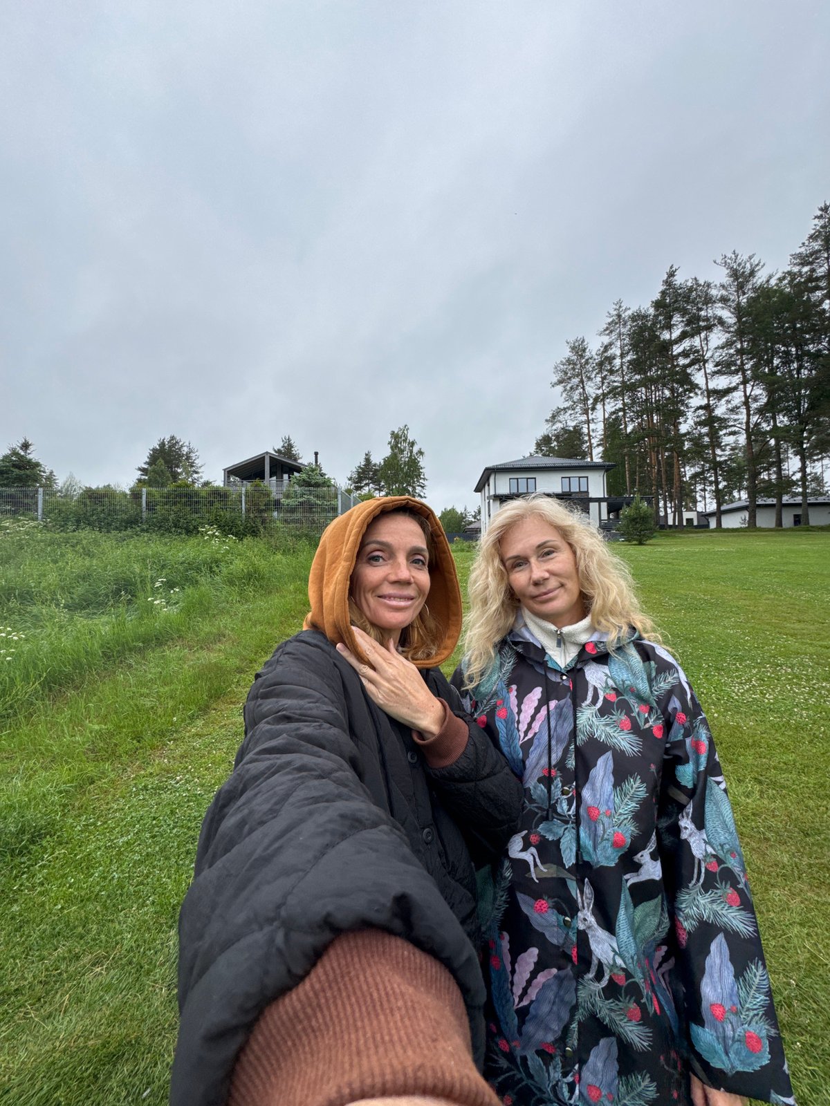 Modern lakeside homes and wildflowers in Mars, Russia