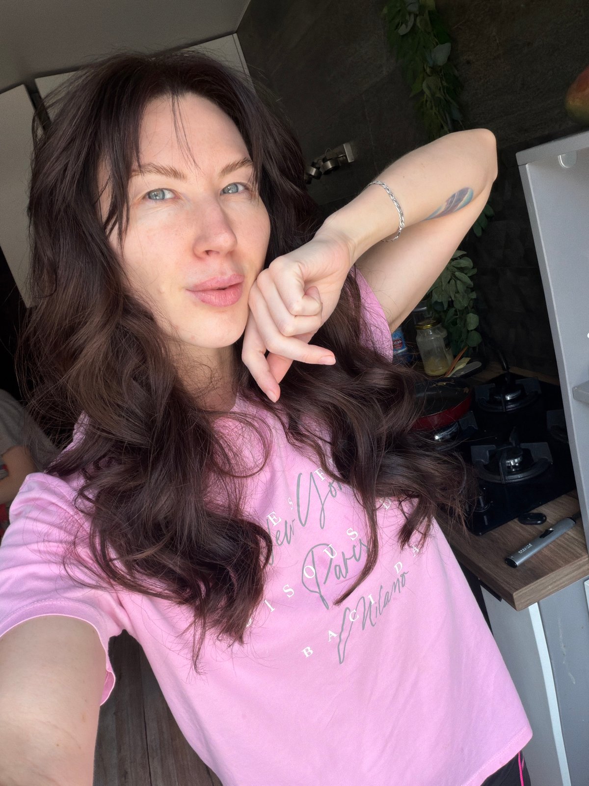 Woman documents morning cooking routine in Perm apartment