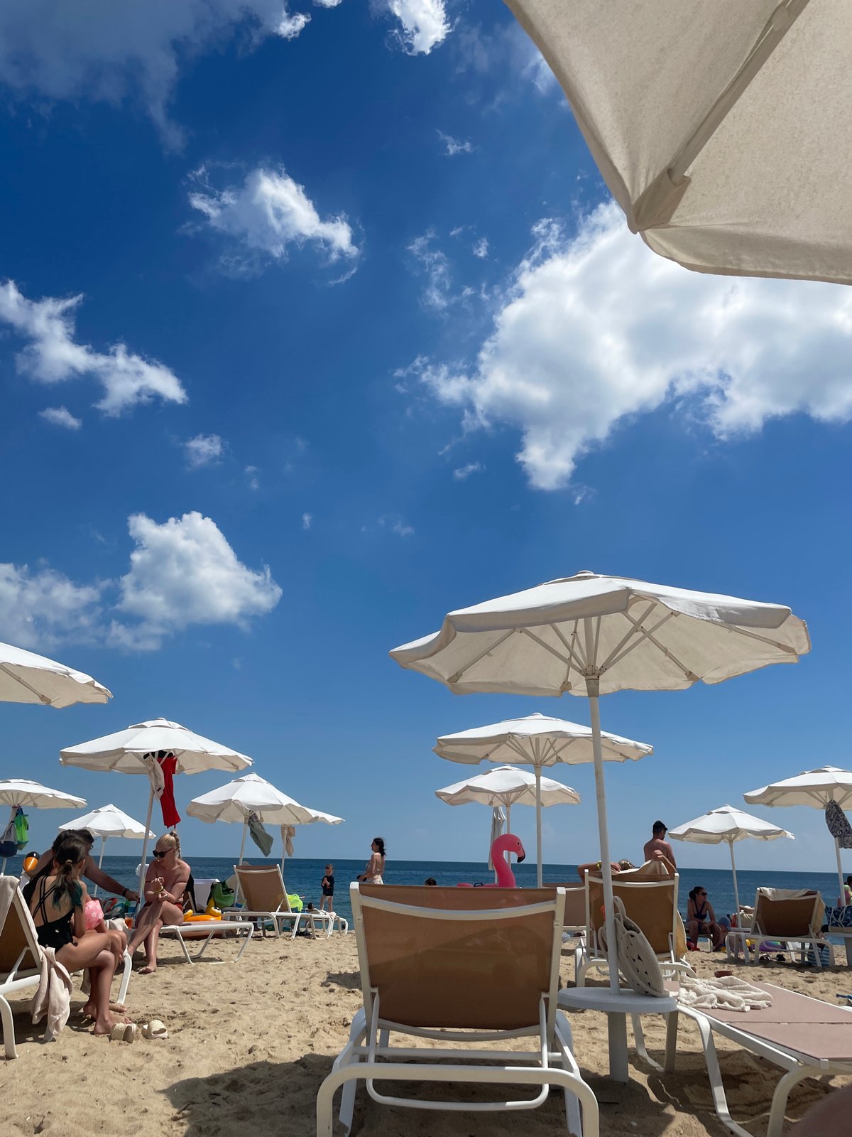 Crowded summer beach day in Obzor, Bulgaria