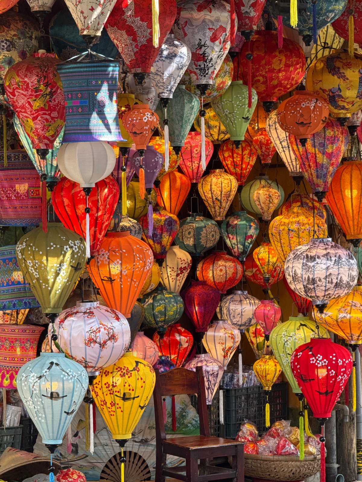 Morning scenes of traditional lanterns and architecture in Hội An