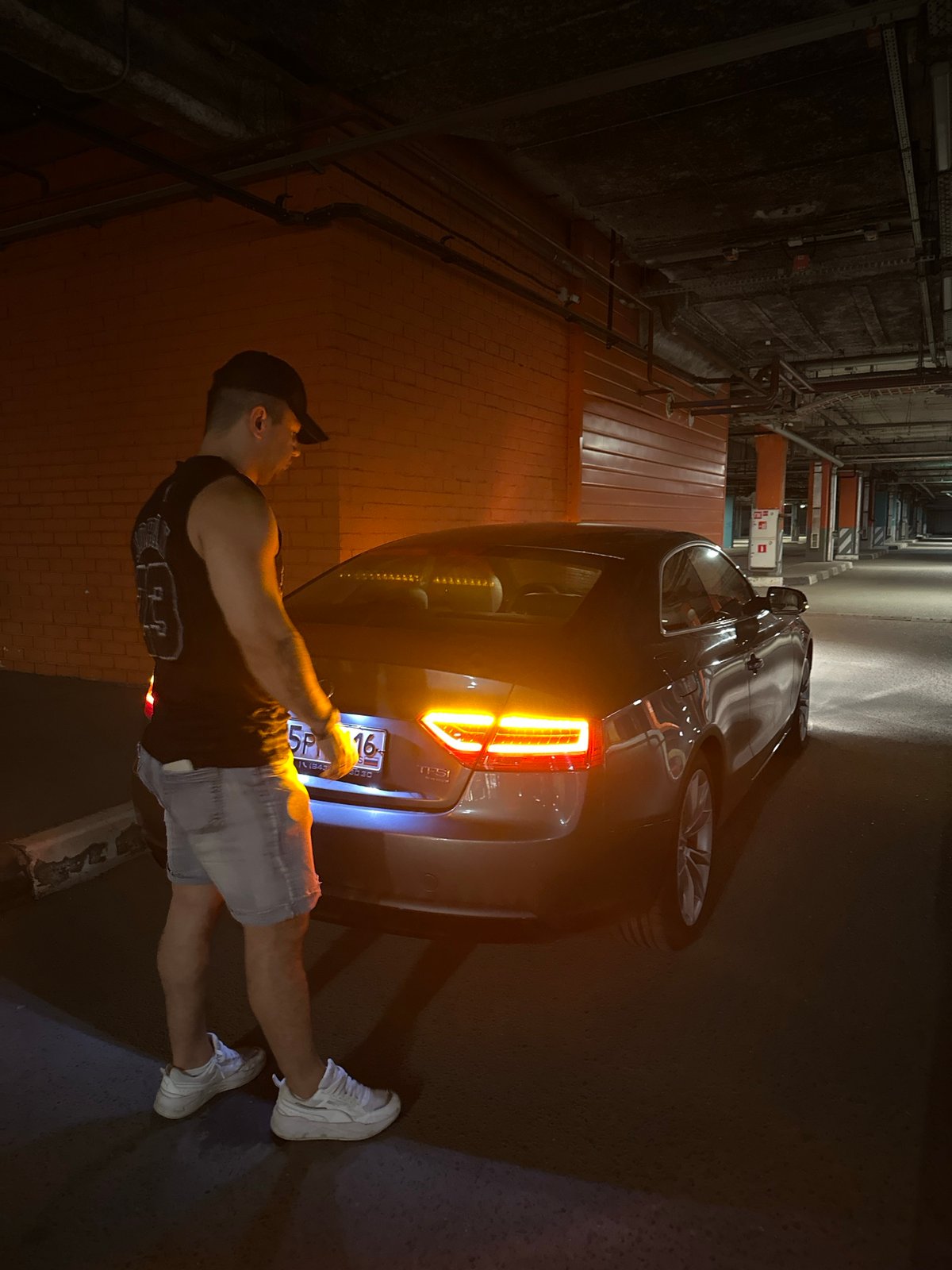 Parking garage scene with Audi coupe in Kazan