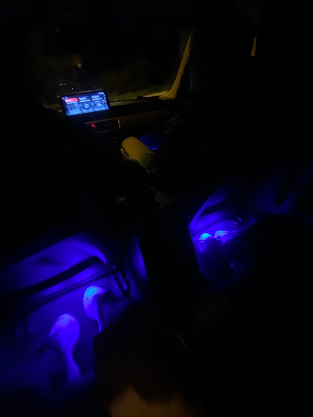 Nighttime car interior captured in Blagoevgrad, Bulgaria