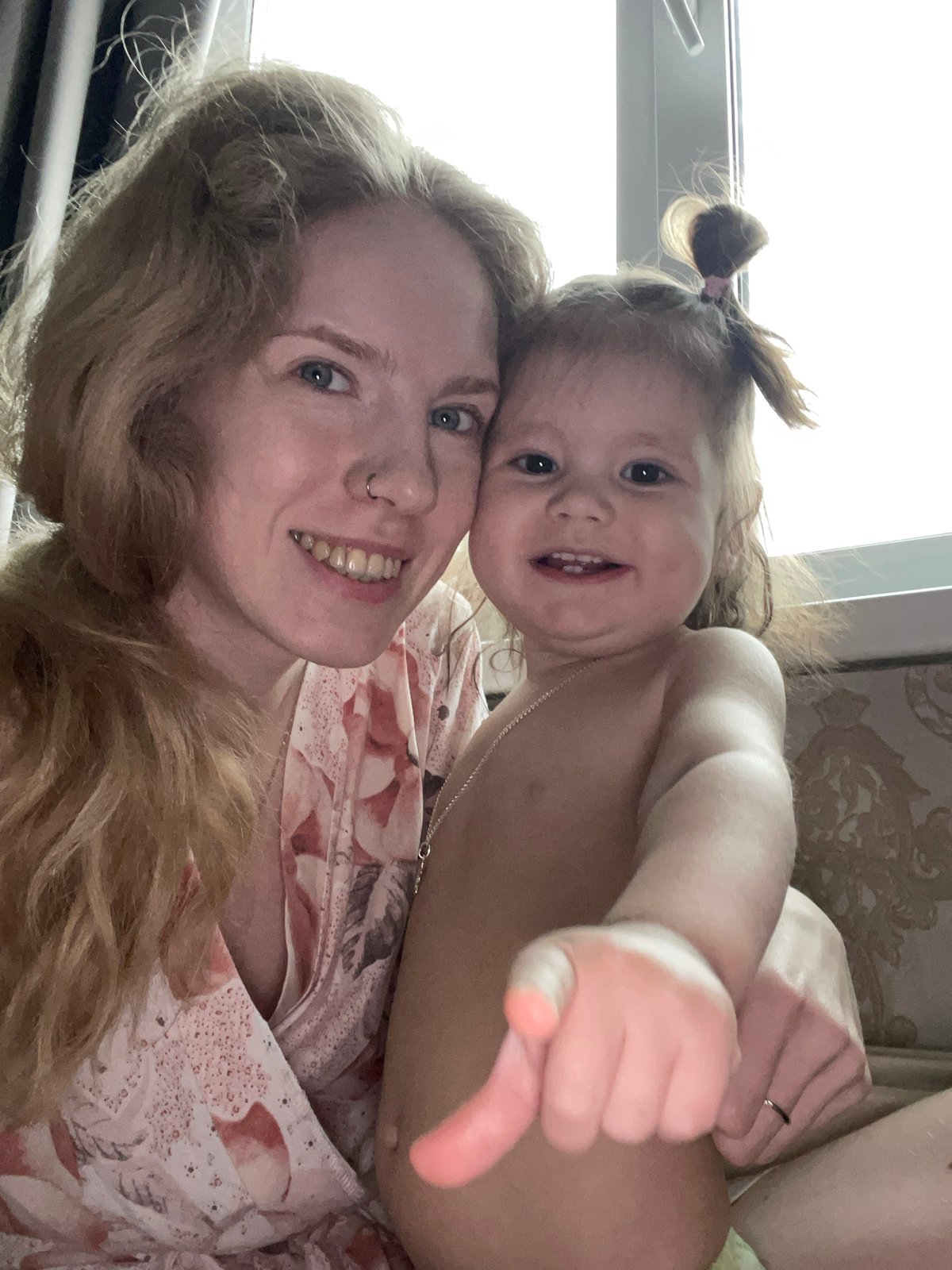 Mother and child share moment in Izhevsk