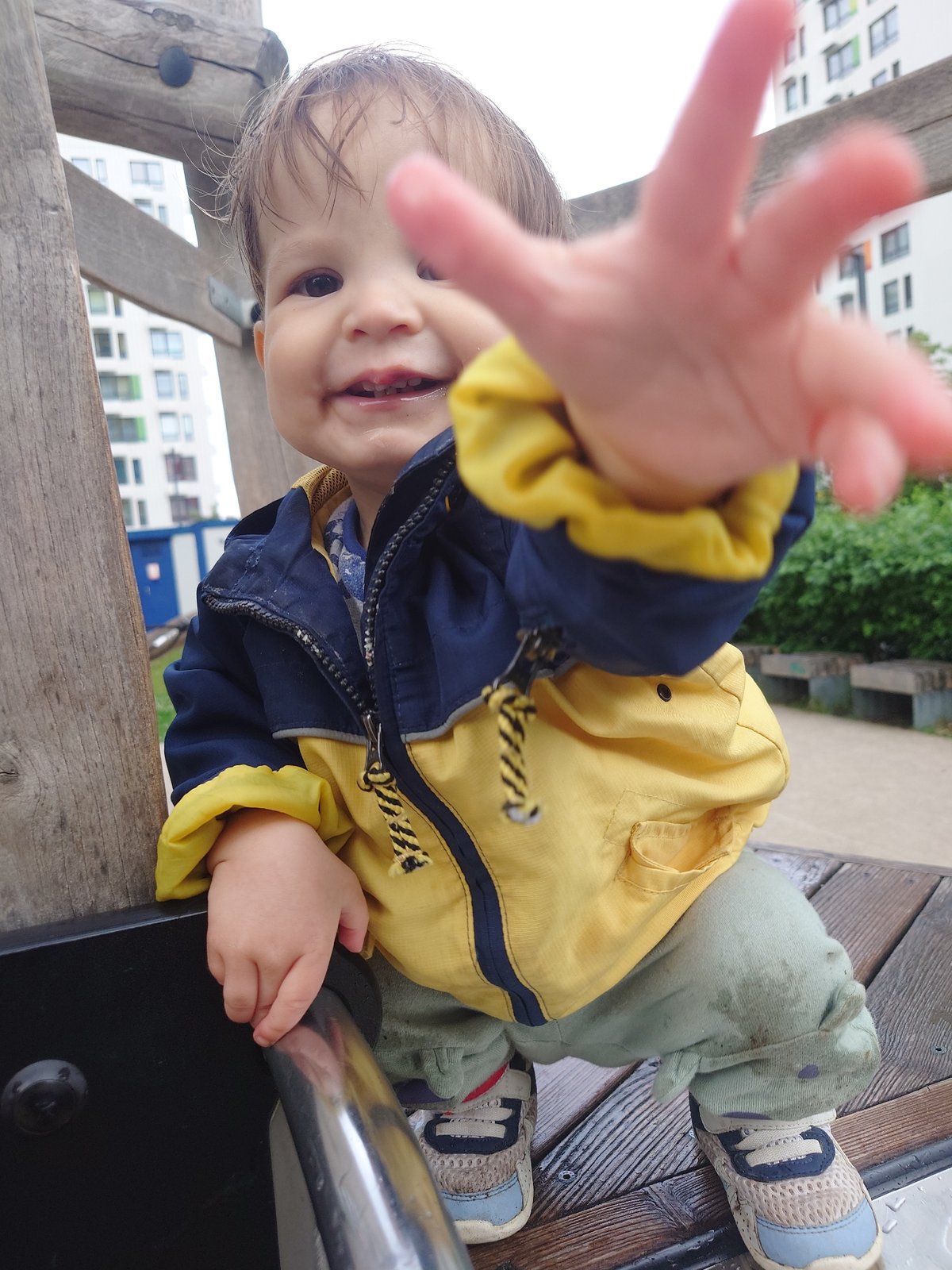 Playground session on a wet slide in Kommunarka, Russia