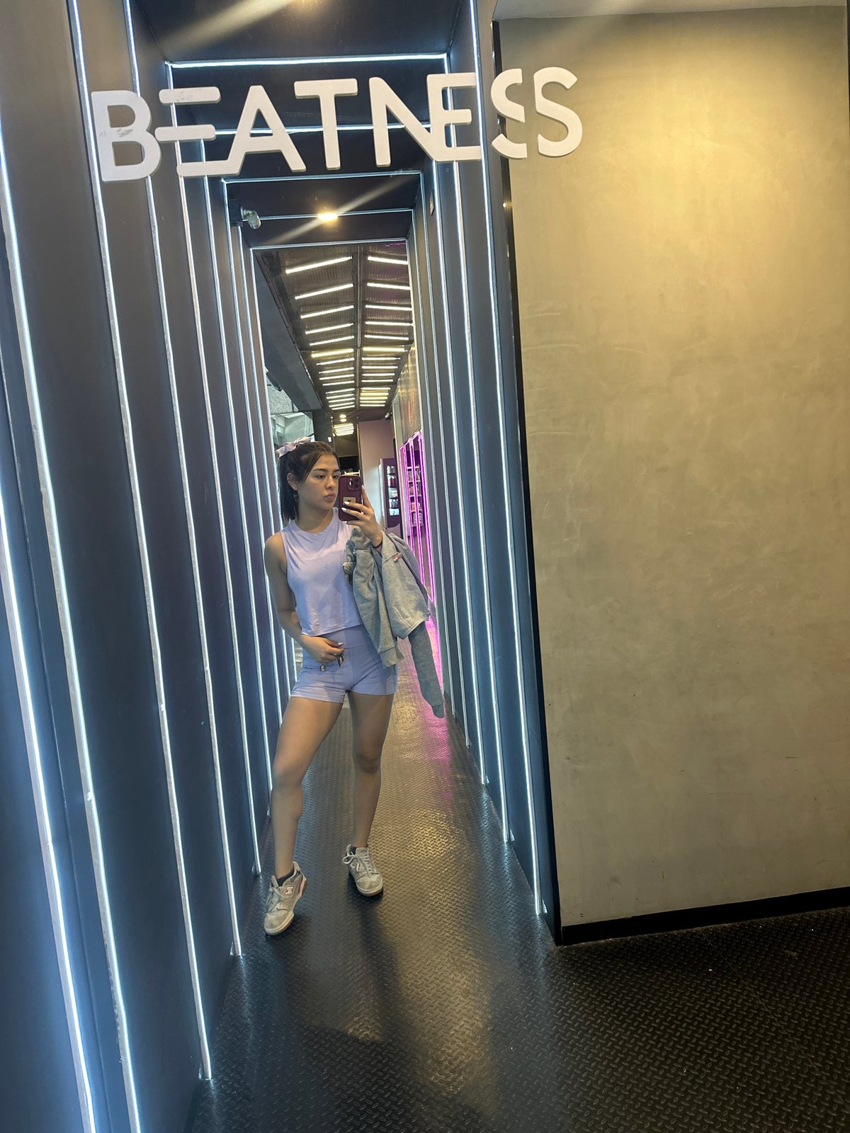 Woman visits fitness facility in San Bernardino Tlaxcalancingo, Mexico